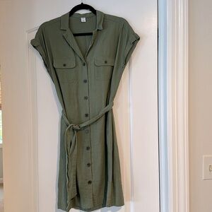 Old Navy, extra small olive green linen mini dress